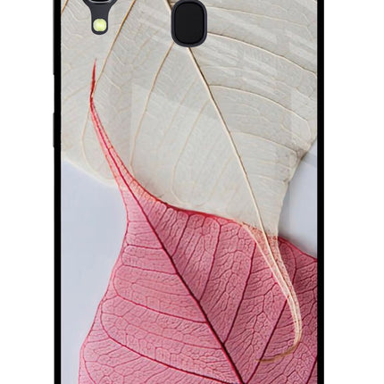 White Pink Leaf Samsung A30 Glass Case