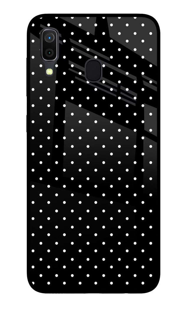 White Dots Samsung A30 Glass Case Back Cover by Casekaro