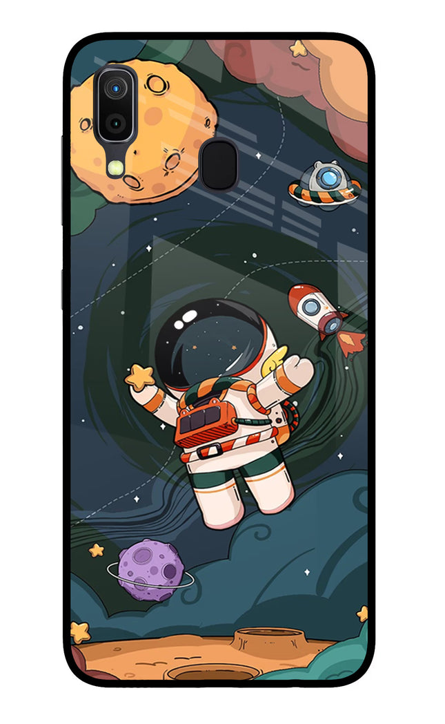 Cartoon Astronaut Samsung A30 Glass Case Back Cover by Casekaro