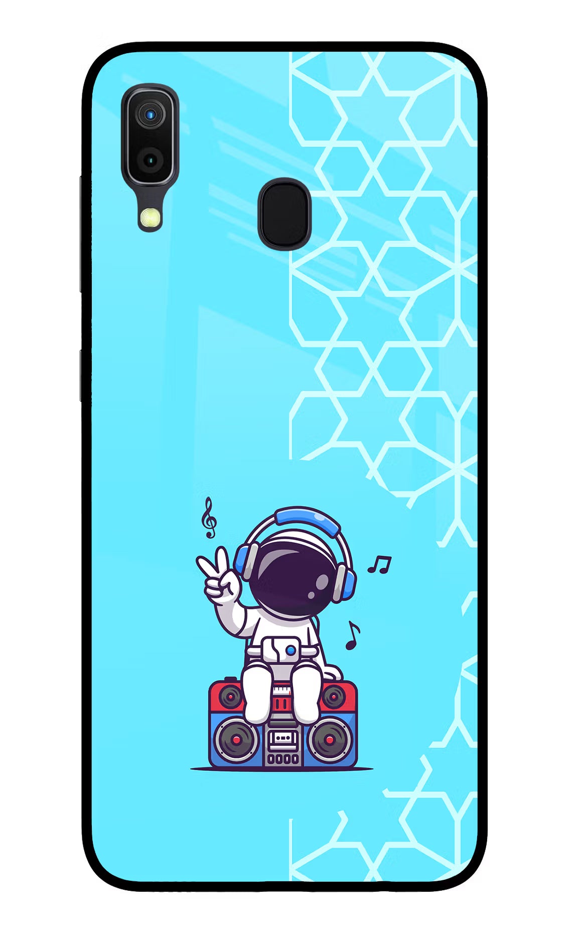 Cute Astronaut Chilling Samsung A30 Glass Case Back Cover by Casekaro