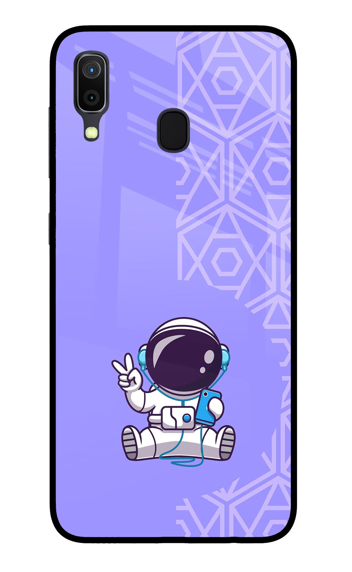 Cute Astronaut Chilling Samsung A30 Glass Case Back Cover by Casekaro