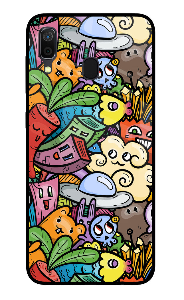 Veggie Doodle Samsung A30 Glass Case Back Cover by Casekaro