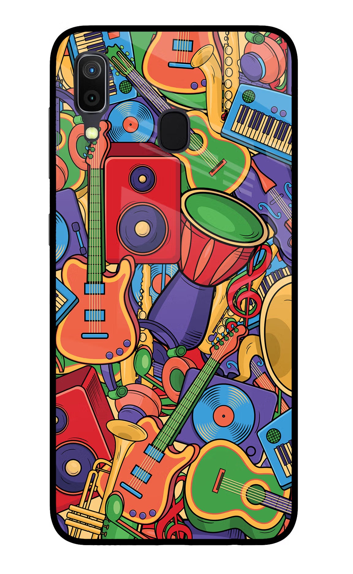 Music Instrument Doodle Samsung A30 Glass Case