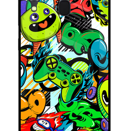 Game Doodle Samsung A30 Glass Case