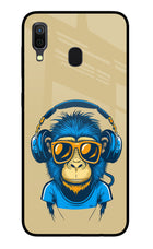 Monkey Headphone Samsung A30 Glass Case Back Cover by Casekaro