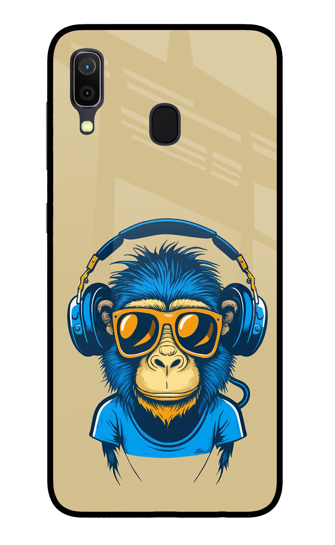 Monkey Headphone Samsung A30 Glass Case Back Cover by Casekaro
