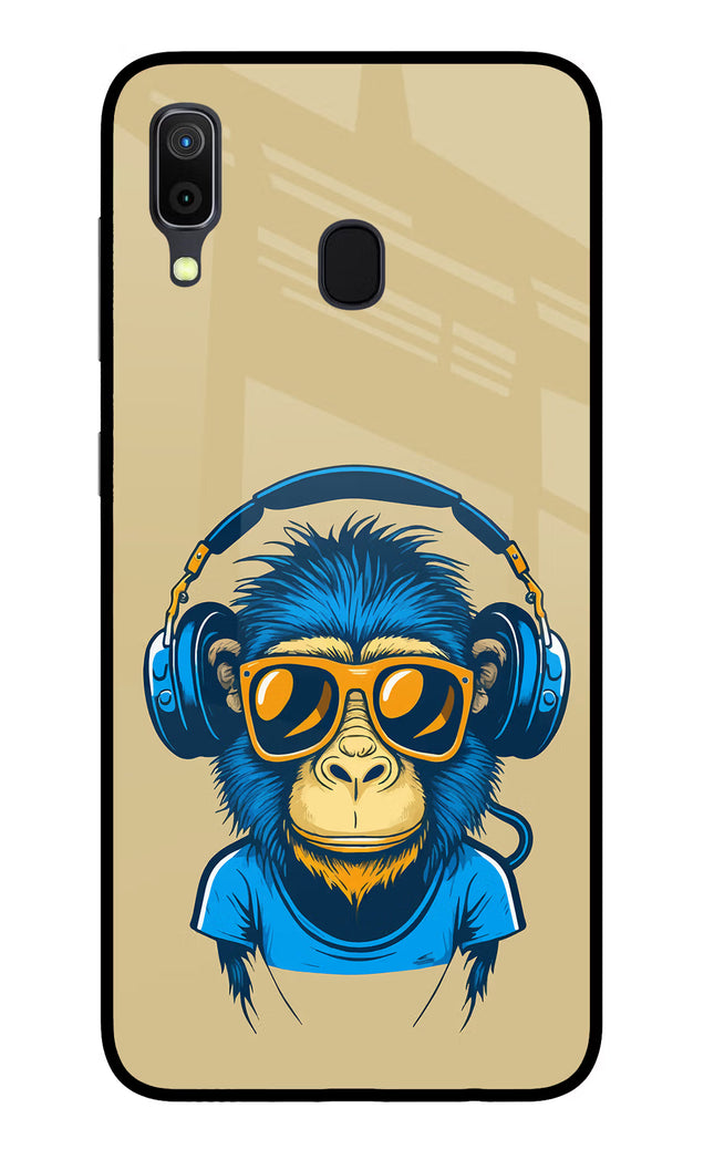 Monkey Headphone Samsung A30 Glass Case Back Cover by Casekaro