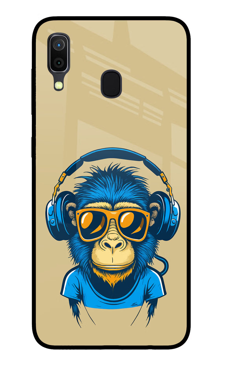 Monkey Headphone Samsung A30 Back Cover, Glass case