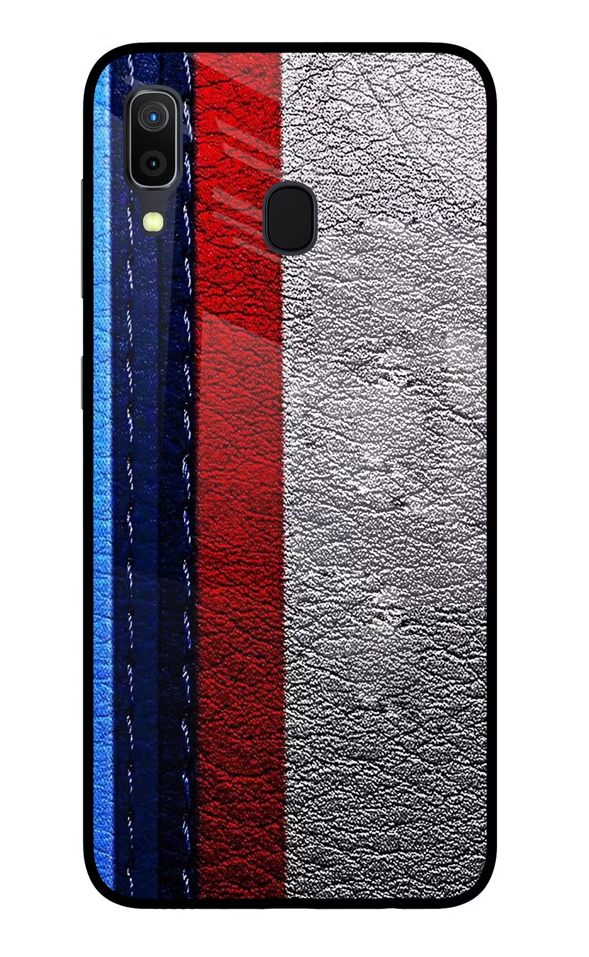 BMW Stripes Samsung A30 Glass Case Back Cover by Casekaro