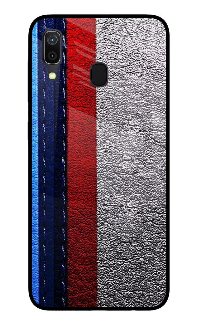 BMW Stripes Samsung A30 Glass Case Back Cover by Casekaro