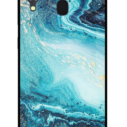 Blue Glitter Marble Samsung A30 Glass Case