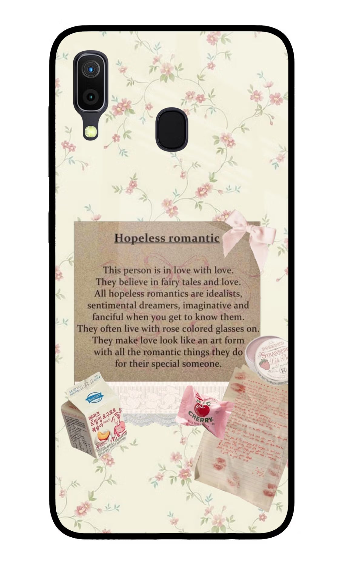 Hopeless Romantic Samsung A30 Glass Case Back Cover by Casekaro