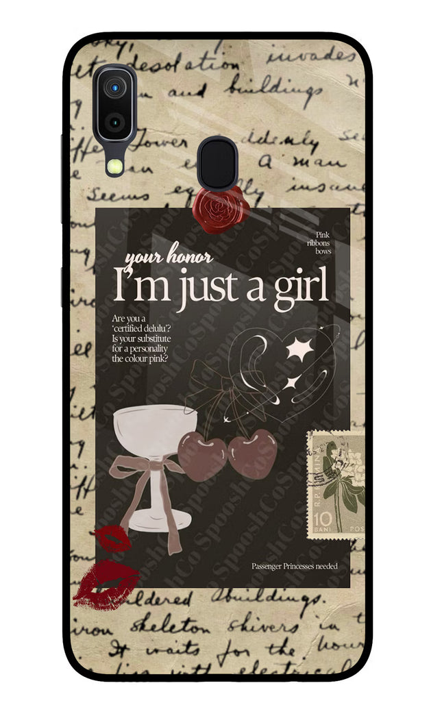 I am just a girl Samsung A30 Glass Case Back Cover by Casekaro