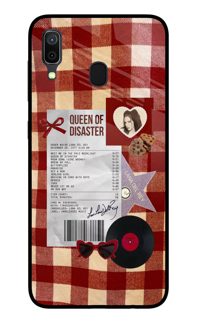 Queen of Disaster Samsung A30 Glass Case Back Cover by Casekaro
