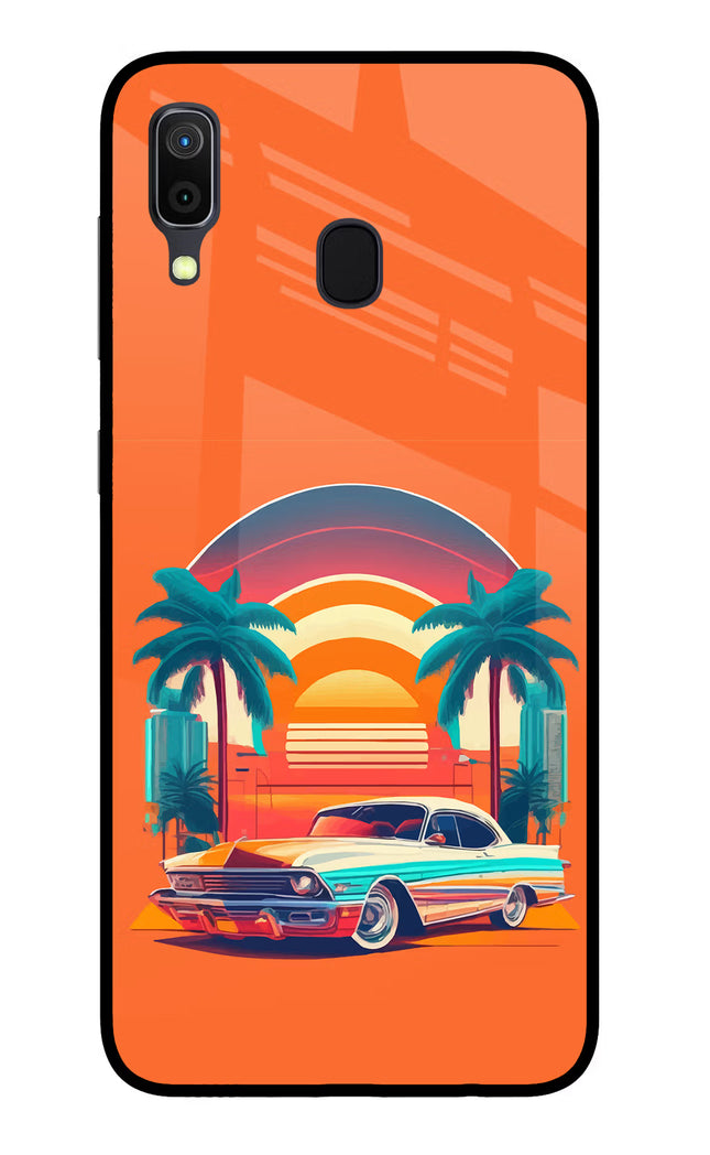 Palm Drive 80s Samsung A30 Glass Case Back Cover by Casekaro