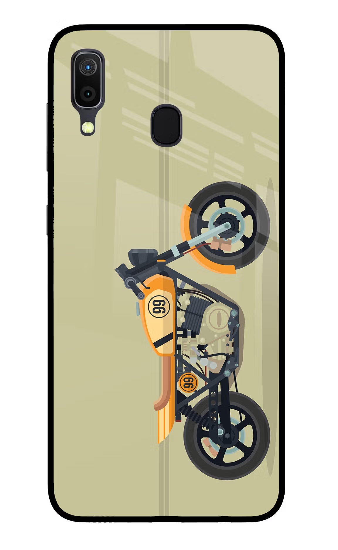 Vertical Speedster Samsung A30 Glass Case Back Cover by Casekaro
