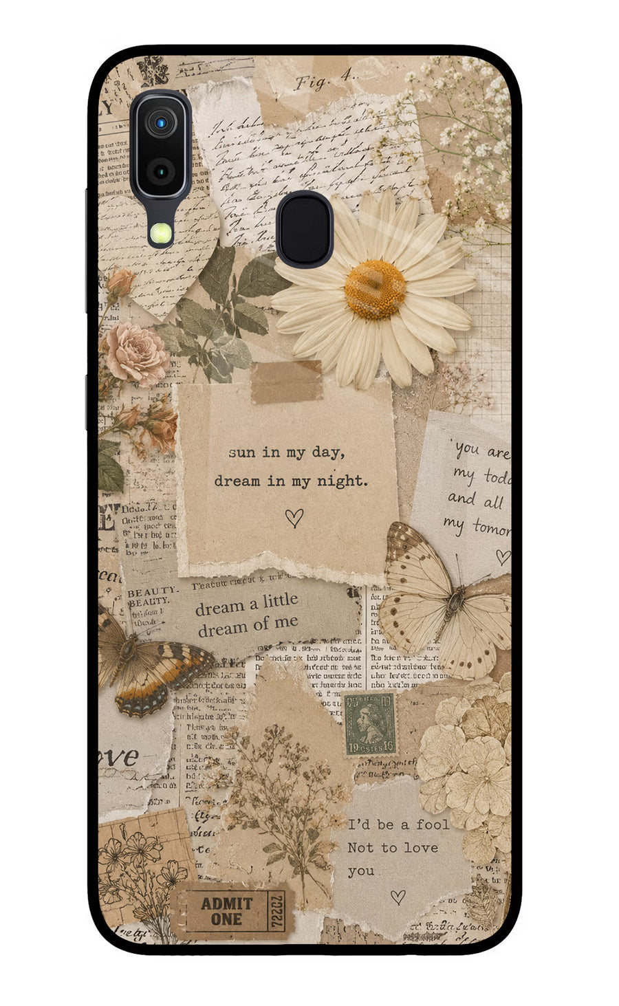 Vintage case Samsung A30 Back Cover, Glass case