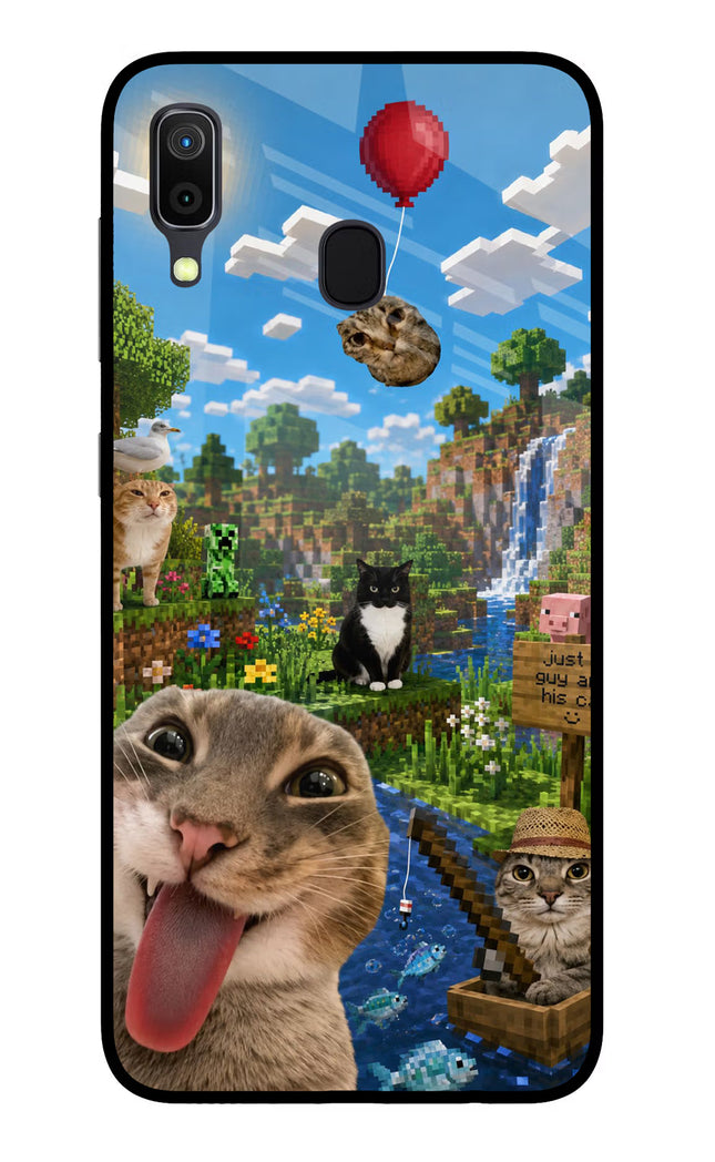 Minecraft Cat Chaos Samsung A30 Glass Case