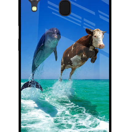 Dolphin vs Cow Samsung A30 Glass Case