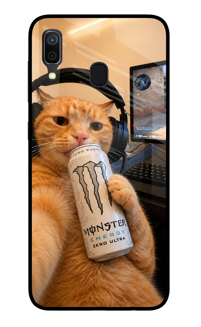 Gamer Cat Energy Samsung A30 Glass Case