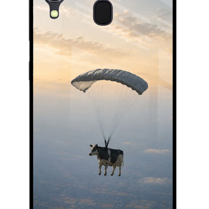 Skydiving Cow Samsung A30 Glass Case