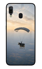 Skydiving Cow Samsung A30 Glass Case
