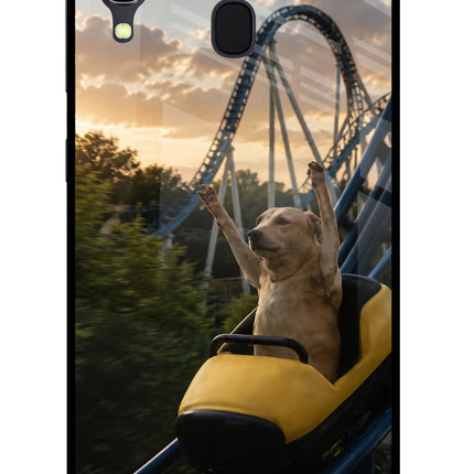 Rollercoaster Dog Samsung A30 Glass Case