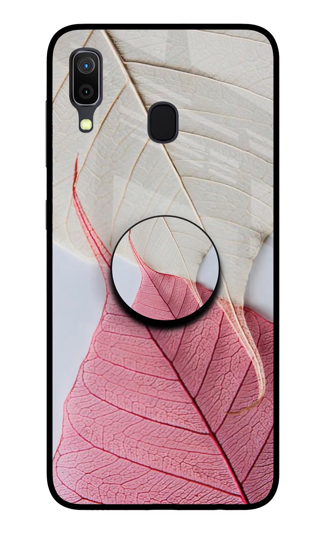 White Pink Leaf Samsung A30 Pop Case by Casekaro