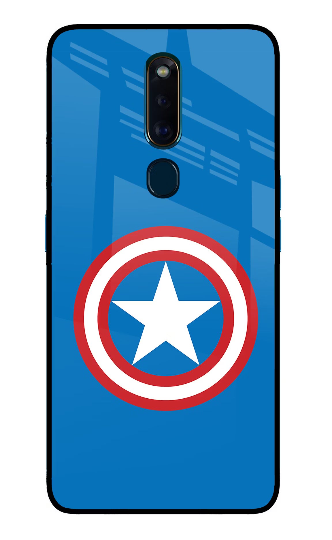 Captain America Logo Oppo F11 Pro Glass Case Back Cover by Casekaro