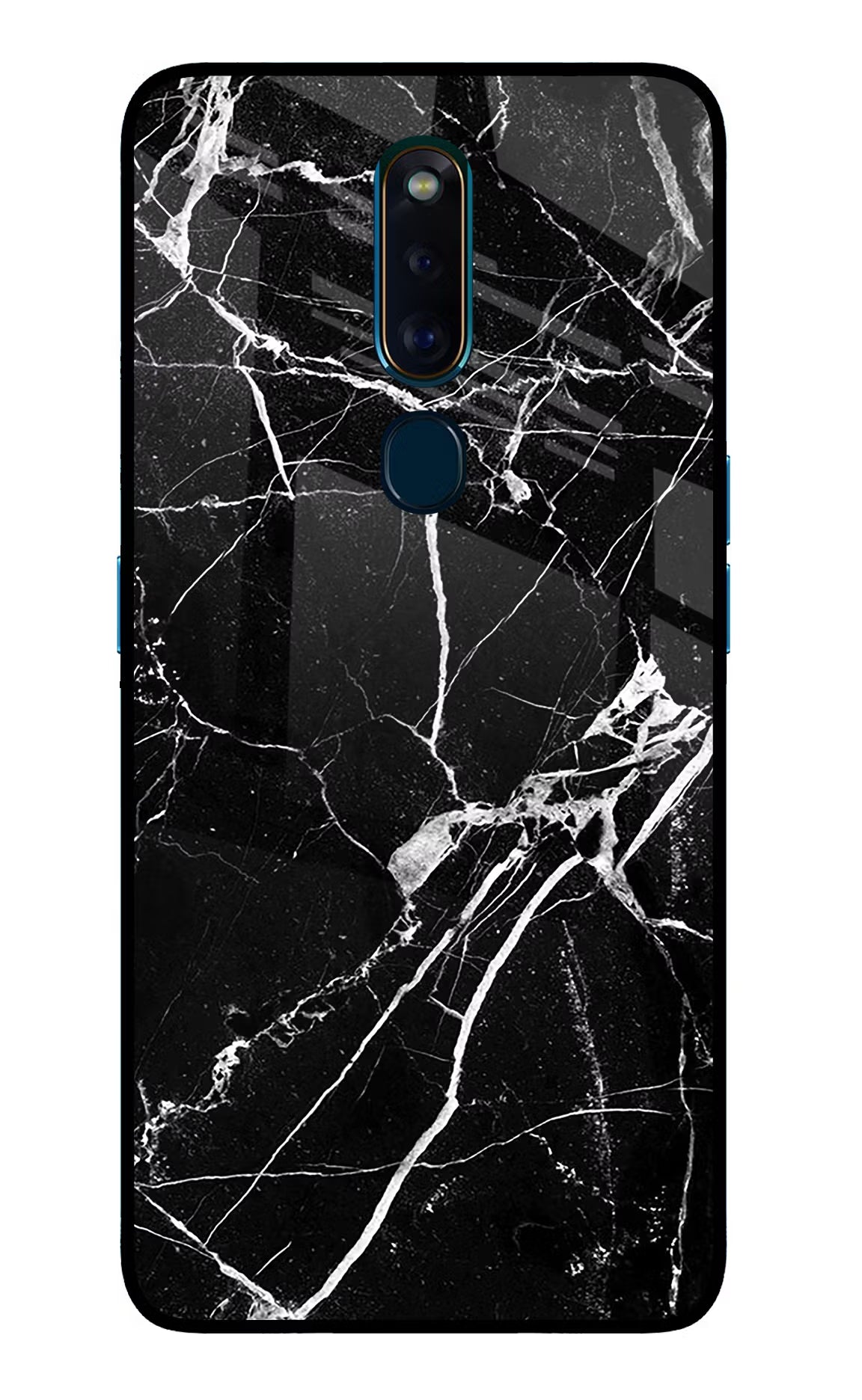 Black Marble Pattern Oppo F11 Pro Glass Case Back Cover by Casekaro