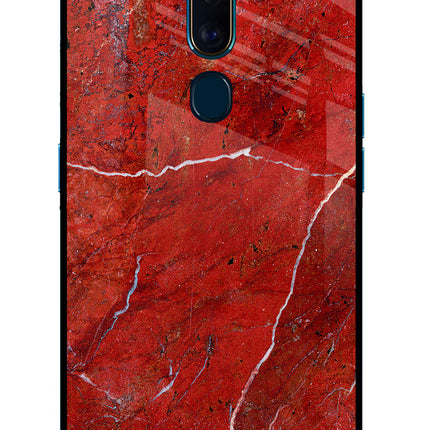 Red Marble Design Oppo F11 Pro Glass Case Back Cover by Casekaro