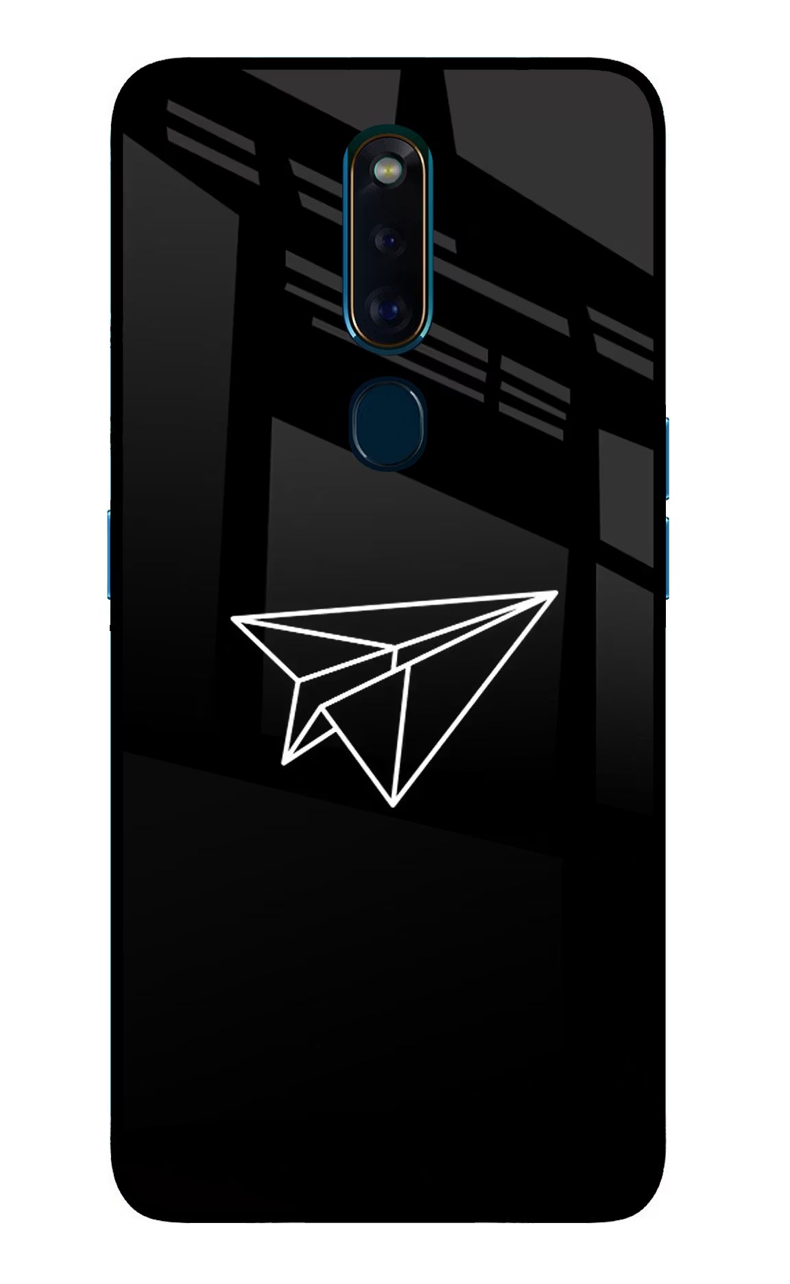 Paper Plane White Oppo F11 Pro Glass Case Back Cover by Casekaro