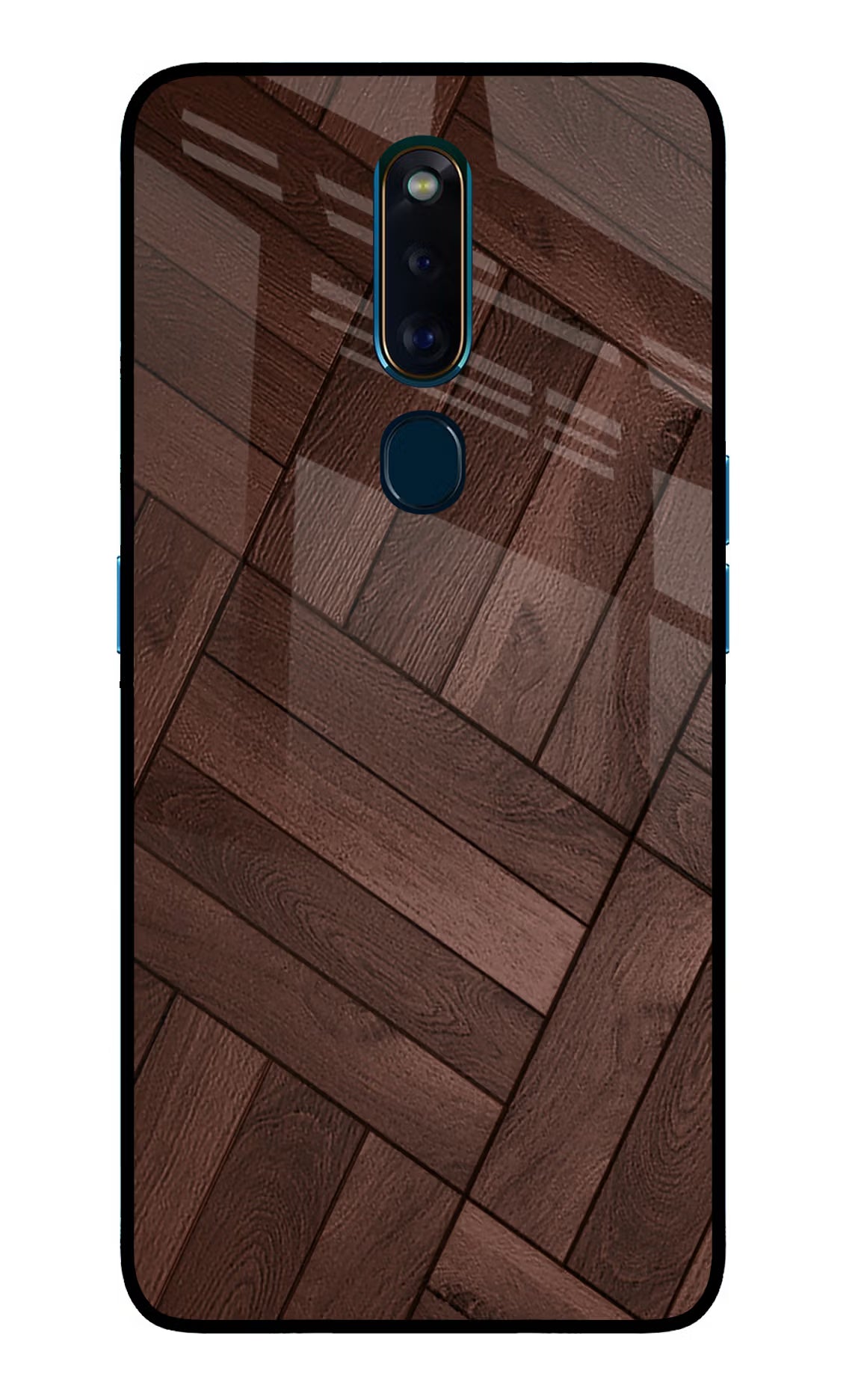 Wooden Texture Design Oppo F11 Pro Glass Case Back Cover by Casekaro
