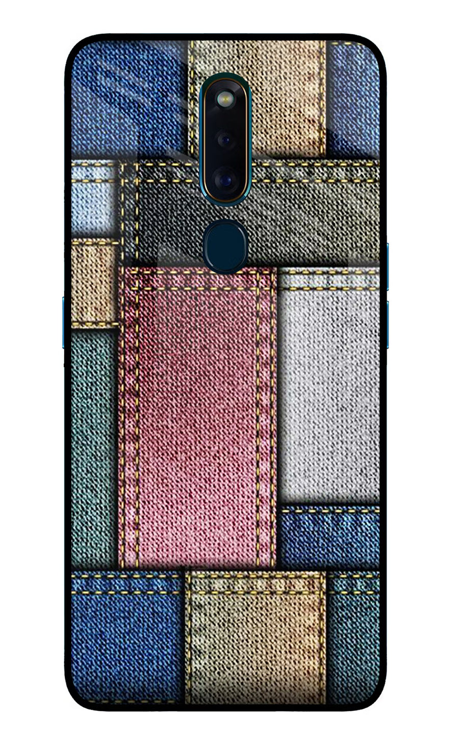 Multicolor Jeans Oppo F11 Pro Back Cover, Glass case
