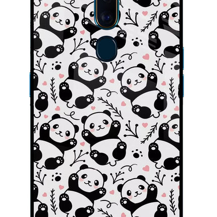 Cute Panda Oppo F11 Pro Glass Case Back Cover by Casekaro