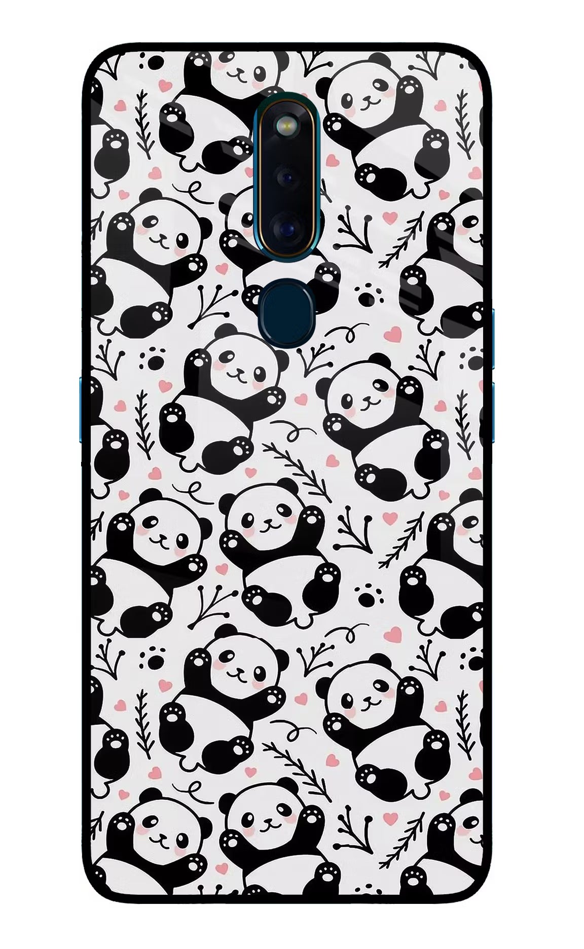 Cute Panda Oppo F11 Pro Glass Case Back Cover by Casekaro