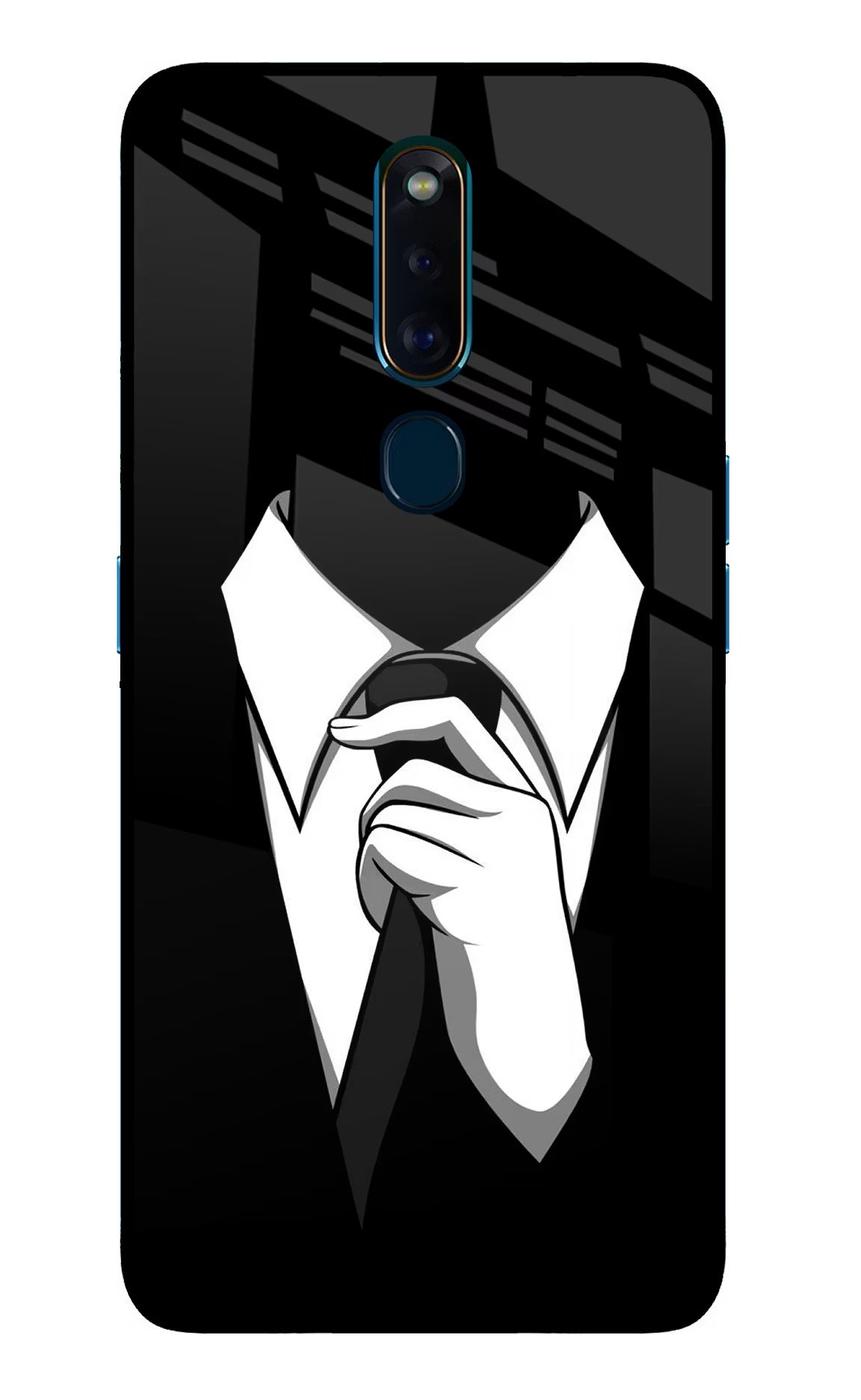Black Tie Oppo F11 Pro Glass Case Back Cover by Casekaro