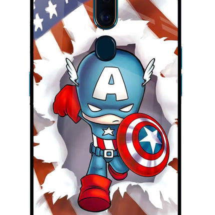 Captain America Oppo F11 Pro Glass Case Back Cover by Casekaro