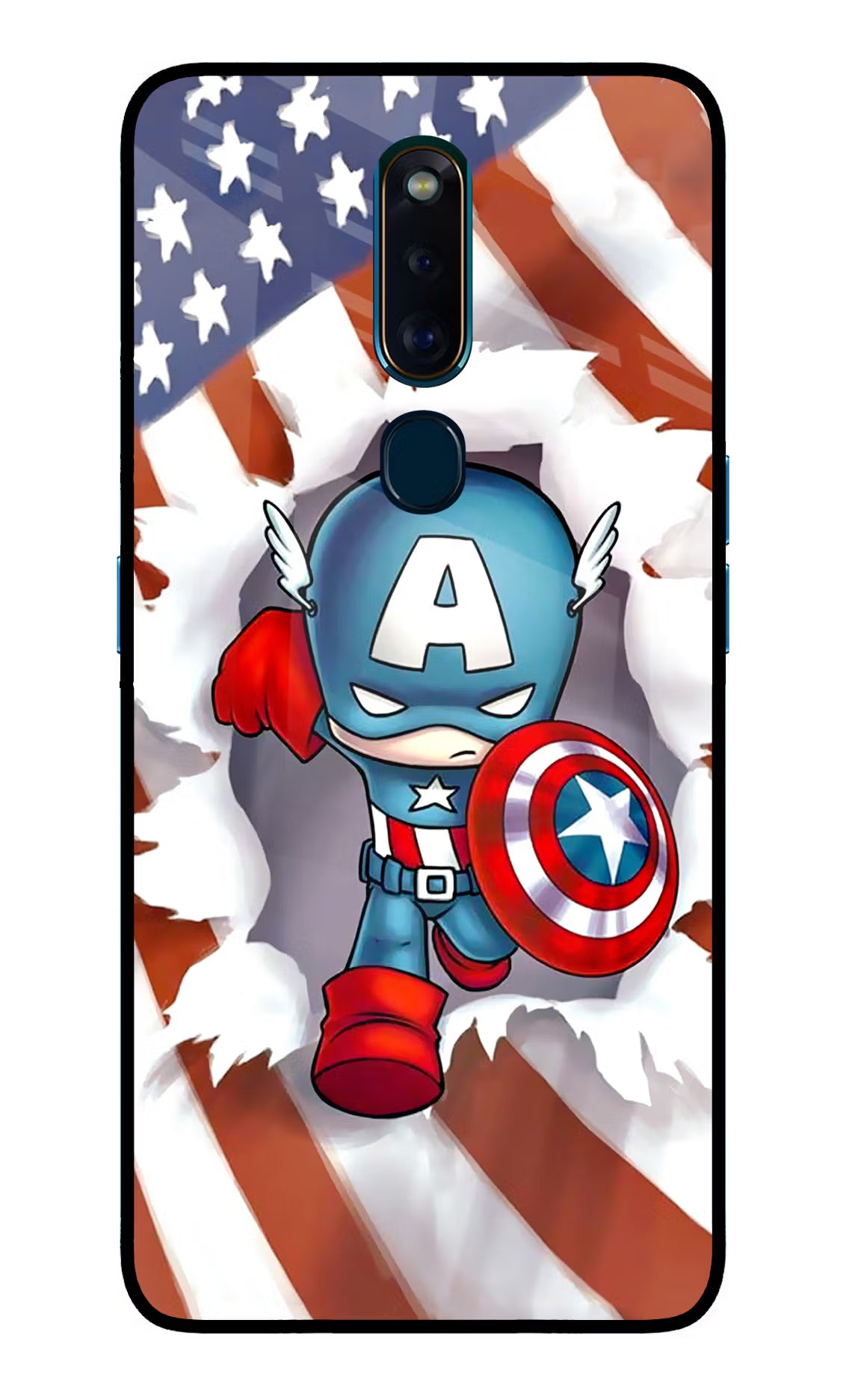 Captain America Oppo F11 Pro Glass Case Back Cover by Casekaro