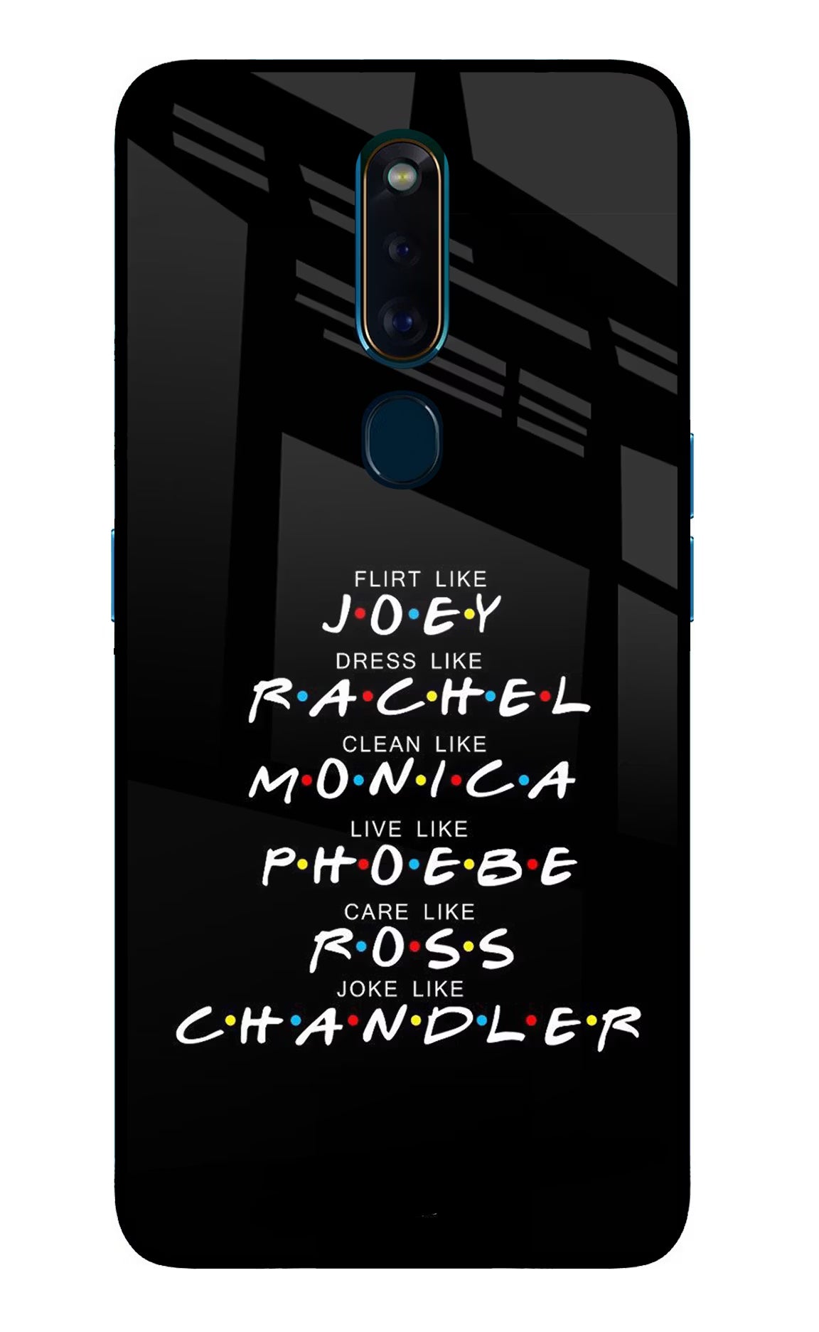 FRIENDS Character Oppo F11 Pro Glass Case Back Cover by Casekaro