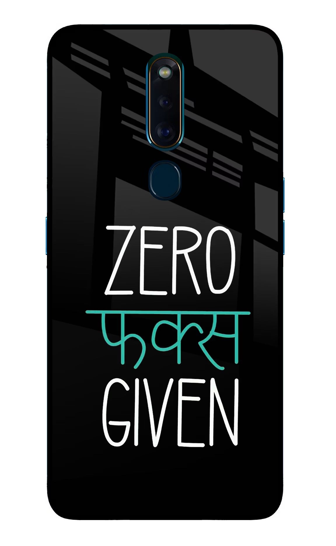 Zero Fucks Given Oppo F11 Pro Glass Case Back Cover by Casekaro