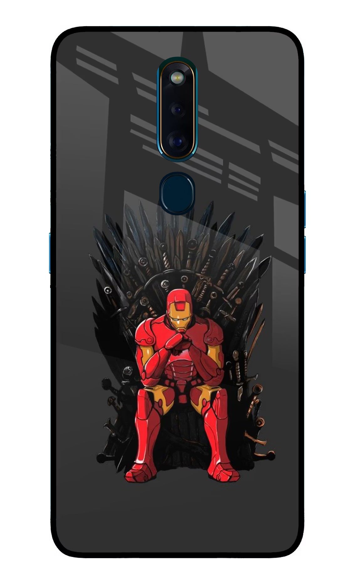 Ironman Throne Oppo F11 Pro Glass Case Back Cover by Casekaro