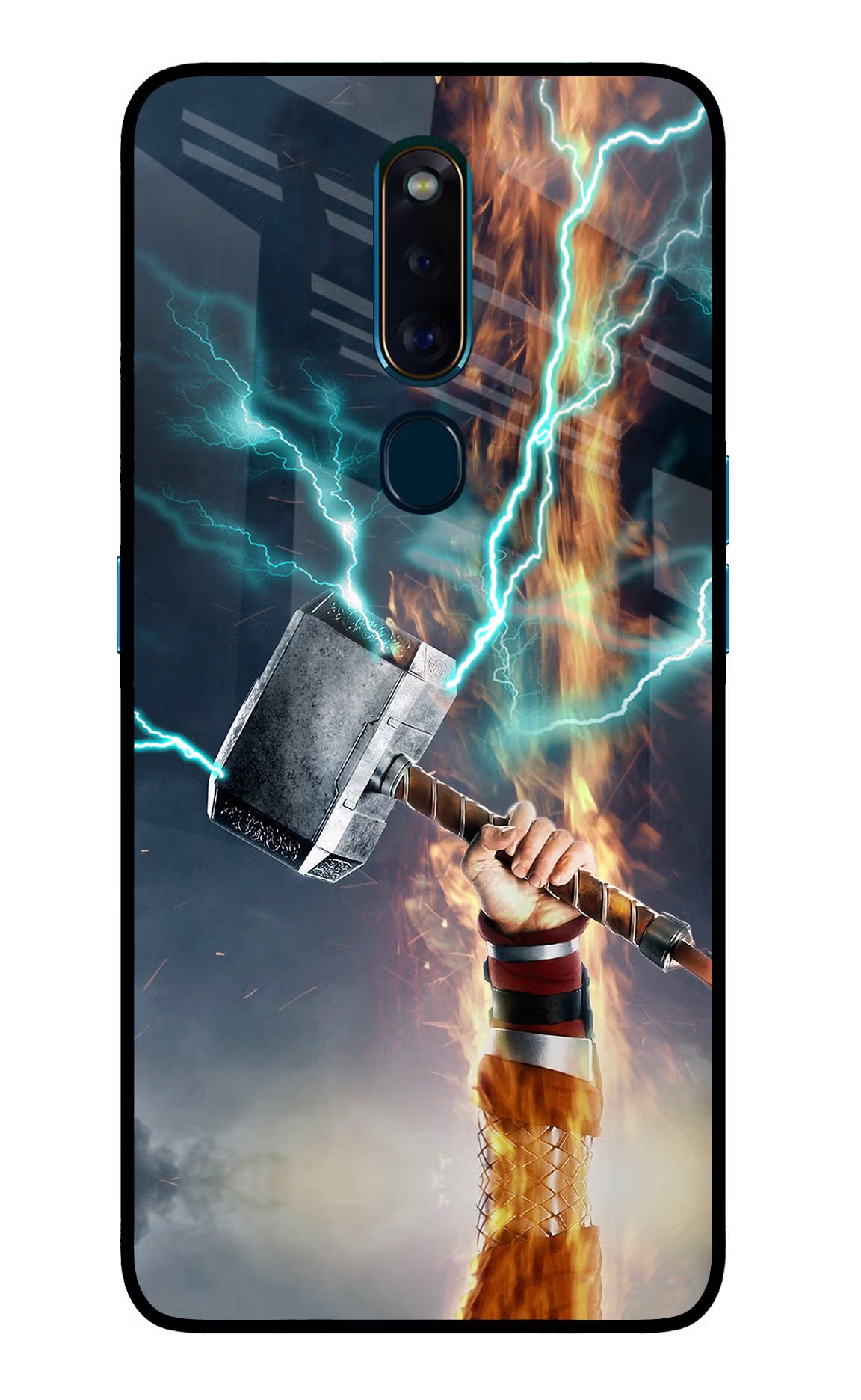 Thor Hammer Mjolnir Oppo F11 Pro Glass Case Back Cover by Casekaro