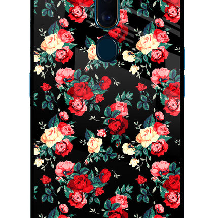 Rose Pattern Oppo F11 Pro Glass Case Back Cover by Casekaro