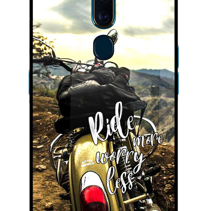 Ride More Worry Less Oppo F11 Pro Glass Case Back Cover by Casekaro
