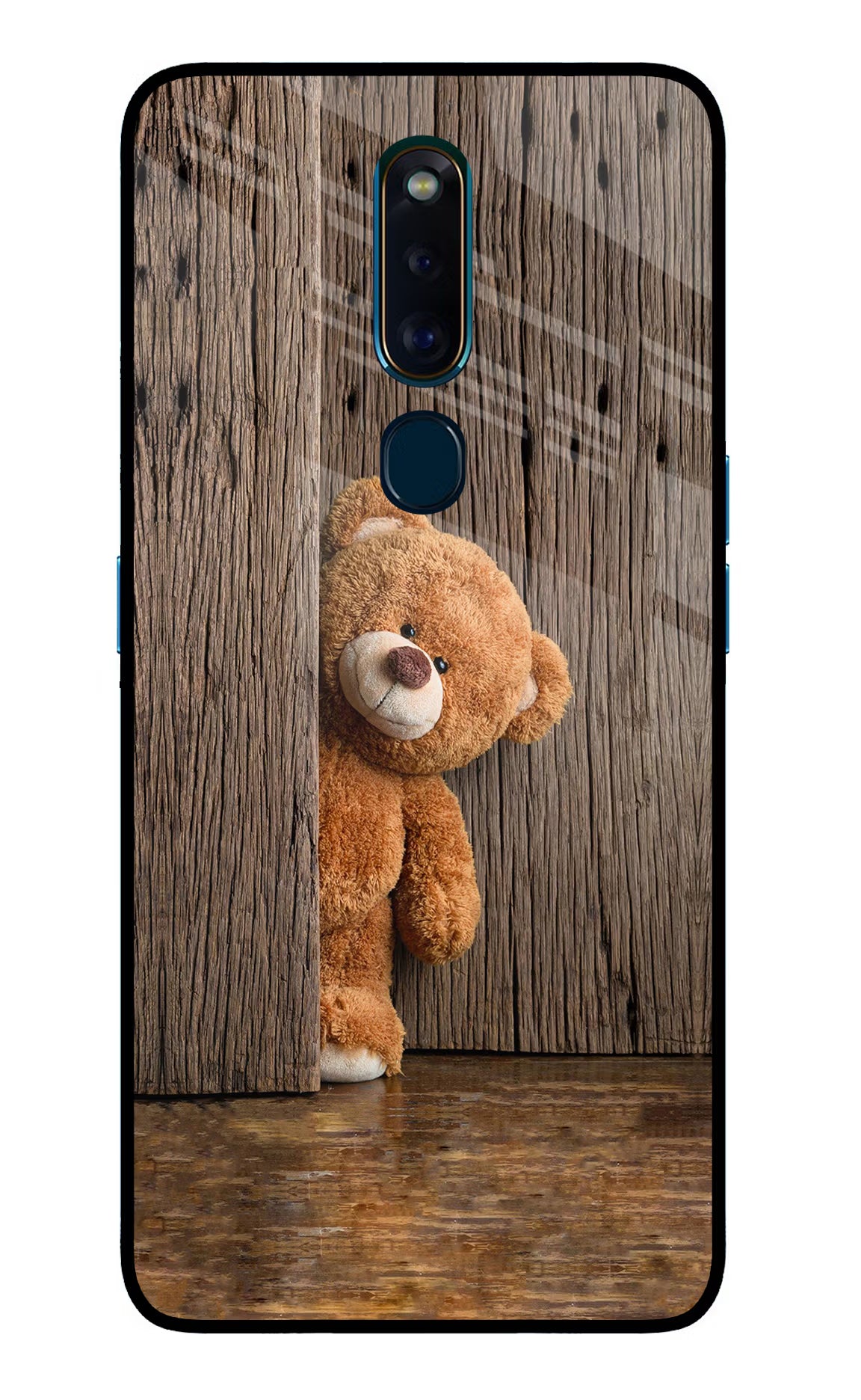 Teddy Wooden Oppo F11 Pro Glass Case Back Cover by Casekaro