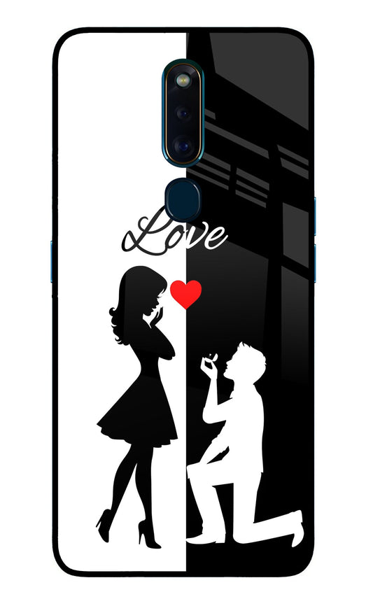 Love Propose Black And White Oppo F11 Pro Glass Case