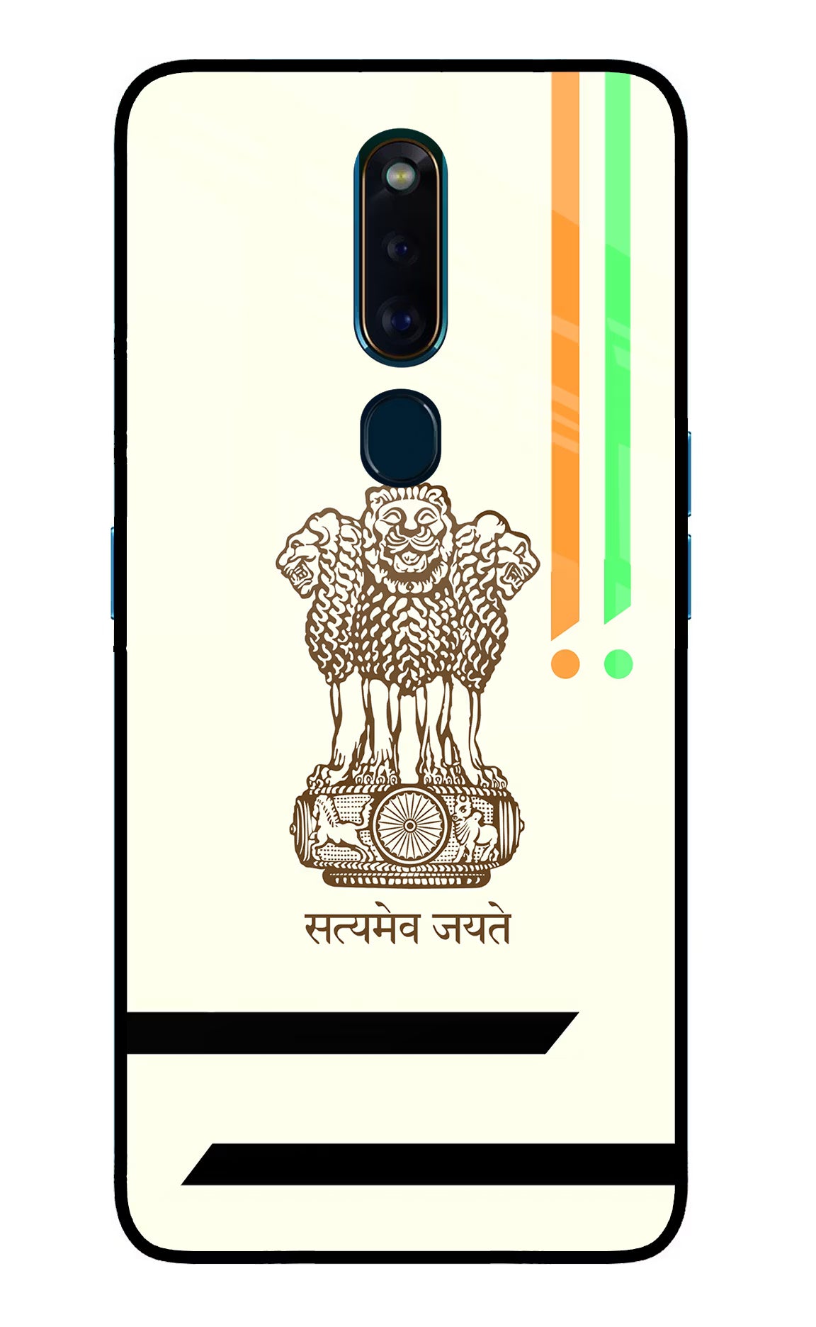 Satyamev Jayate Brown Logo Oppo F11 Pro Glass Case Back Cover by Casekaro