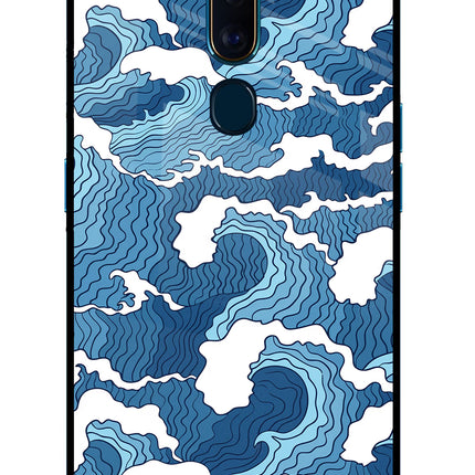 Blue Waves Oppo F11 Pro Glass Case Back Cover by Casekaro