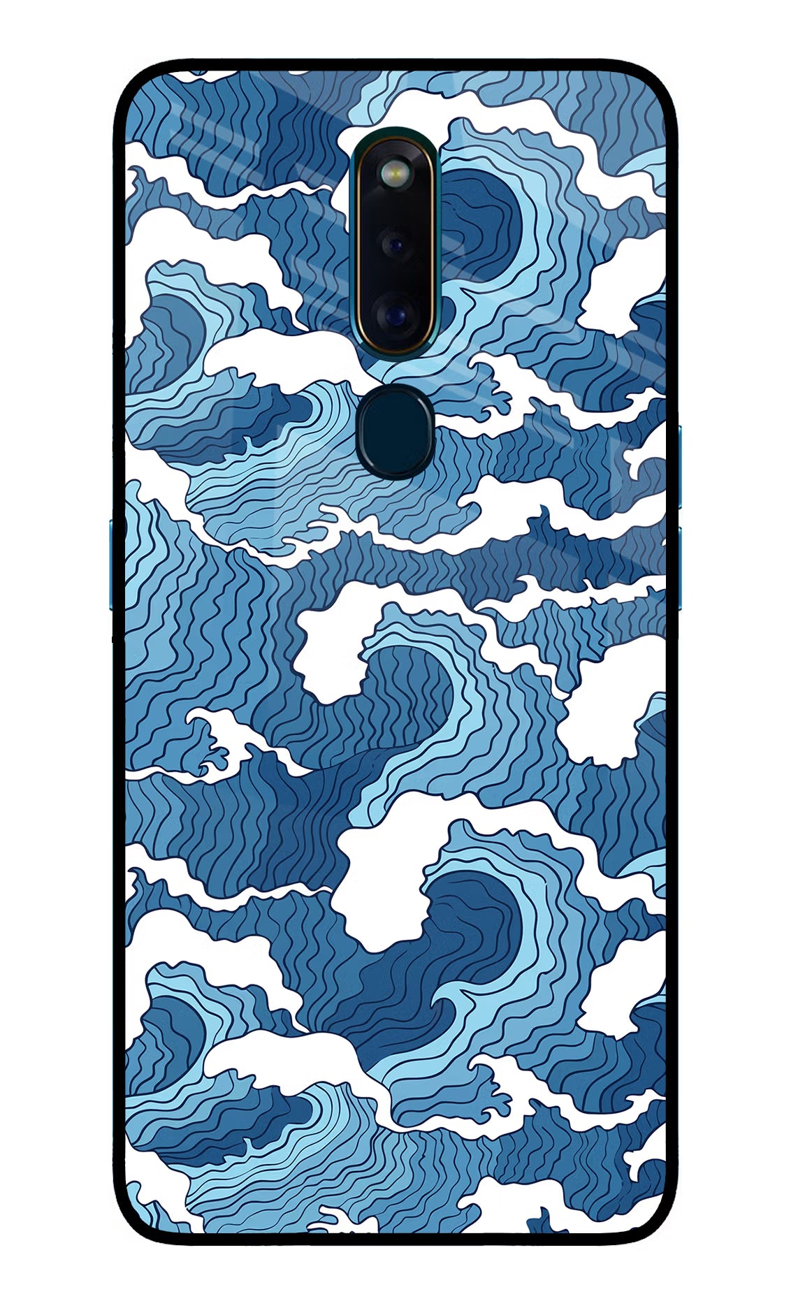 Blue Waves Oppo F11 Pro Glass Case Back Cover by Casekaro